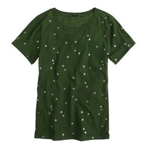 J. CREW green drapey stars tee xxs